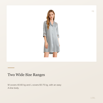 100% Mulberry Silk Shirt Dress Nightgown for Women - Cool-Touch Midi Sleep Dress - selling point 3