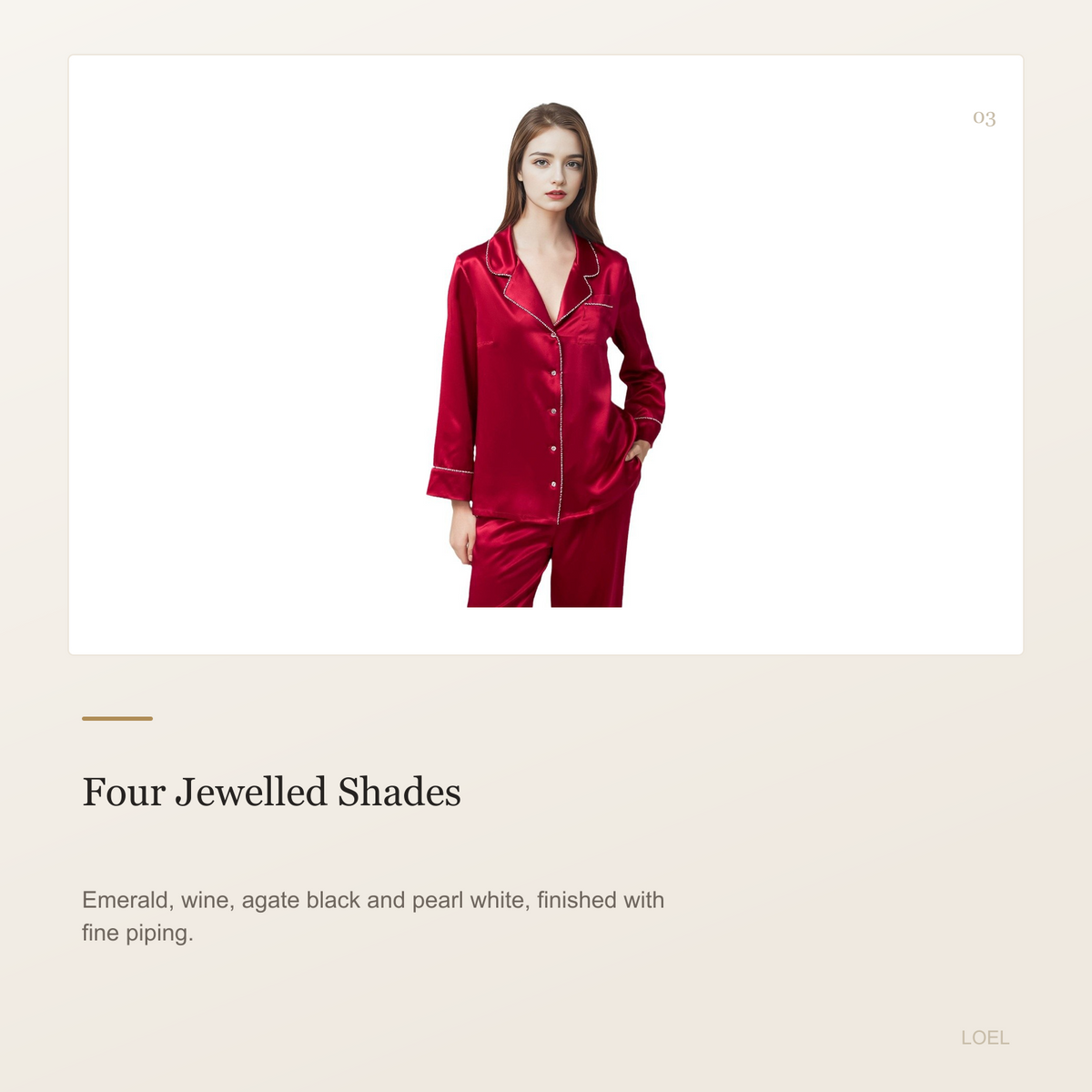 22 Momme 100% Mulberry Silk Pajama Set for Women - Grandeur Long Sleeve Two-Piece - selling point 3