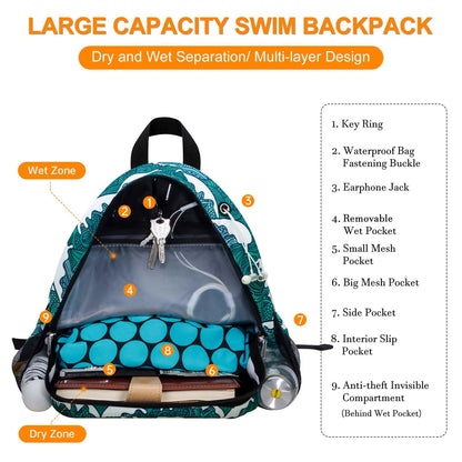 Water-Resistant Gym Backpack with Shoe Compartment and Wet Pocket - 11-Pocket Travel Sports Bag for Swimming and Yoga