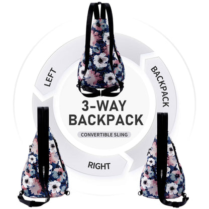 Women's Convertible Sling Bag - Water-Resistant Crossbody Chest Bag and Daypack with Anti-Theft Pocket