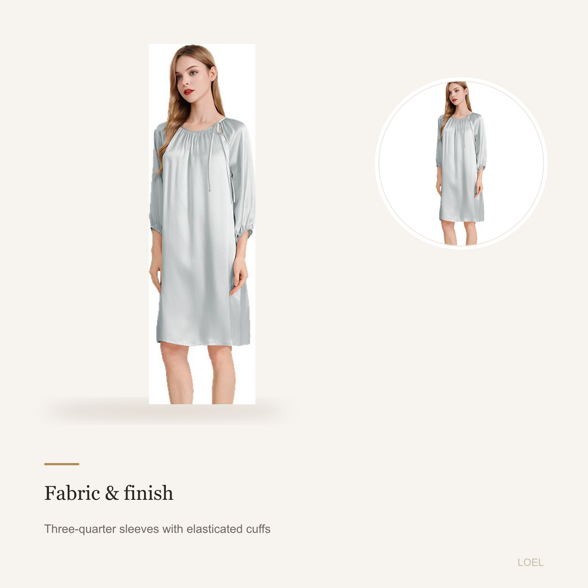 100% Mulberry Silk French Doll Dress Nightgown for Women - Loose-Fit Sleep Dress - detail 1