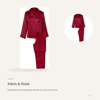 16 Momme 100% Mulberry Silk Pajama Set for Women - Long Sleeve Two-Piece Sleepwear - detail 1