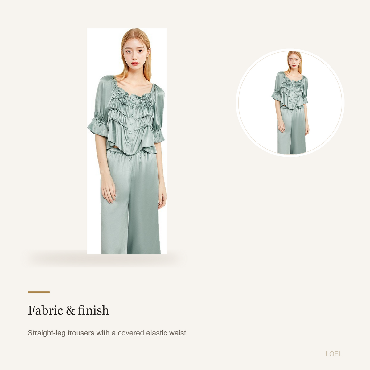 Heavyweight 100% Mulberry Silk Pajama Set for Women - Square-Neck Long Sleeve Loungewear - detail 1