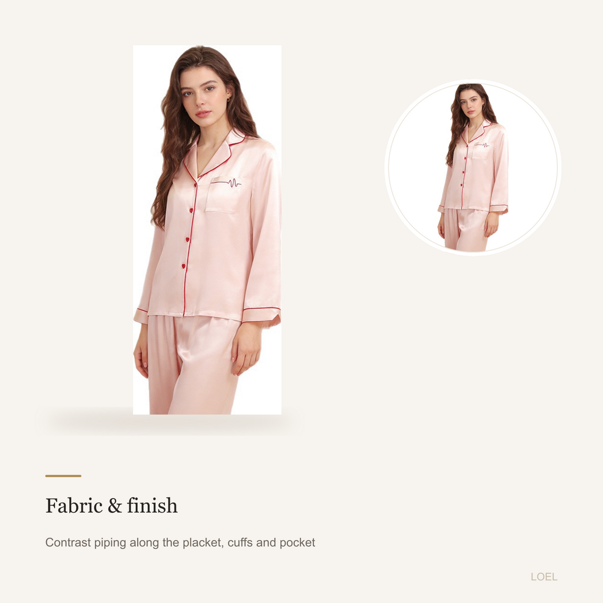 Heavyweight 100% Mulberry Silk Pajama Set for Women - Long Sleeve Loungewear - detail 1