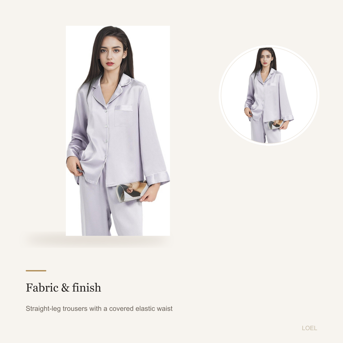 19 Momme 100% Mulberry Silk Pajama Set for Women - Long Sleeve Spring-Autumn Loungewear - detail 1