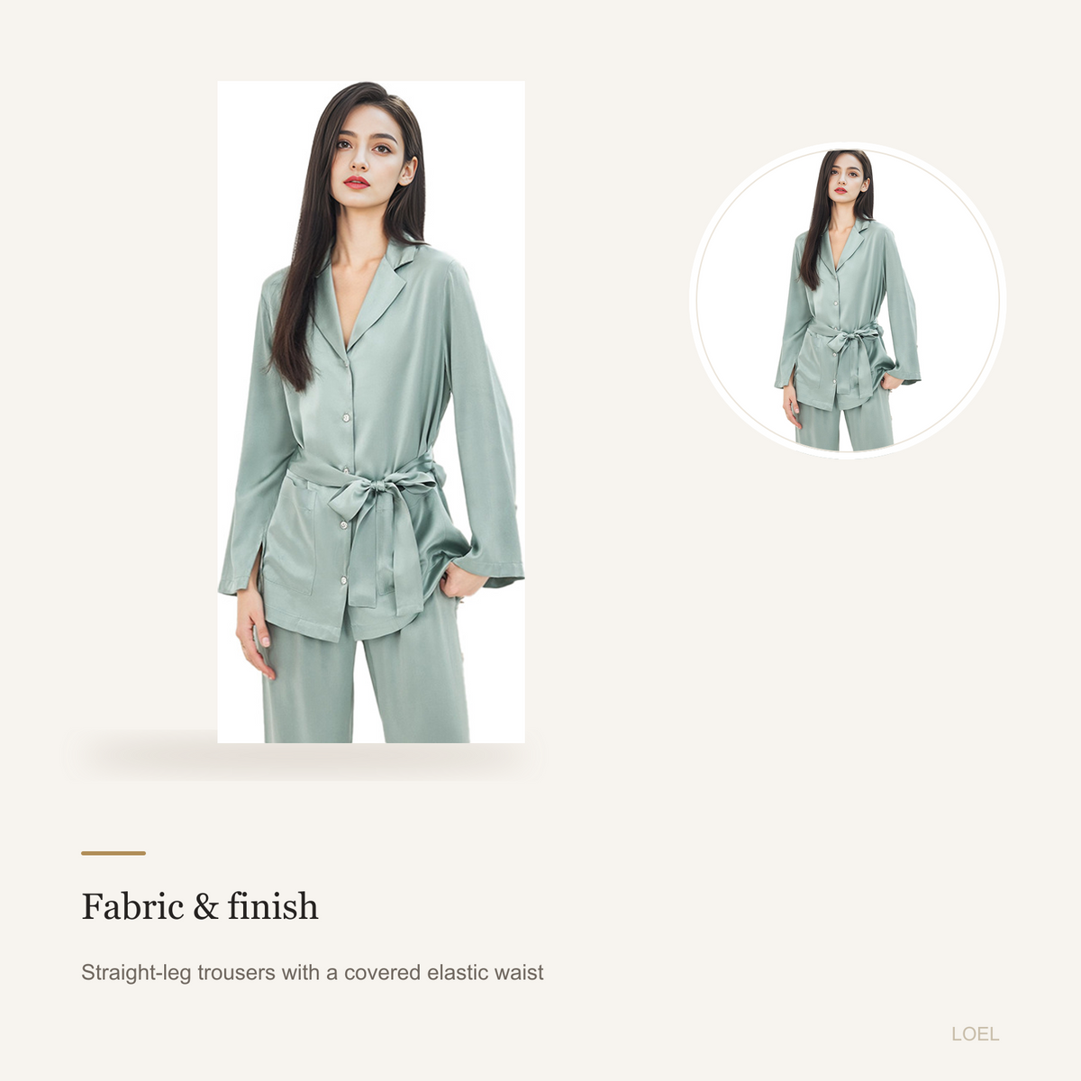 19 Momme 100% Mulberry Silk Pajama Set for Women - Tailored Long Sleeve Loungewear - detail 1
