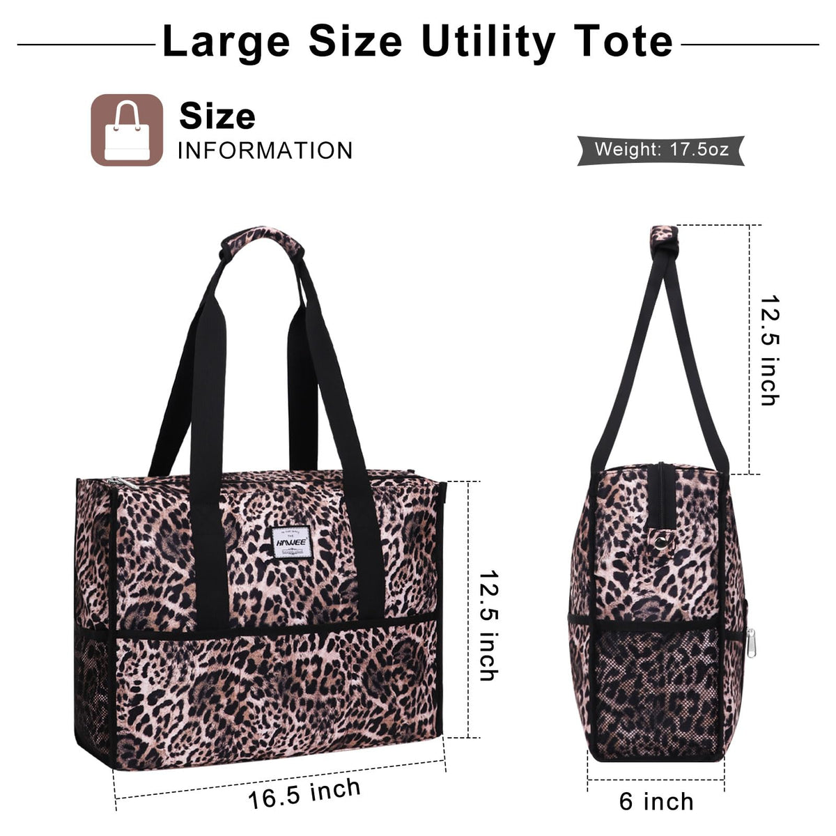 Utility Tote Bag with Laptop Compartment and Trolley Sleeve - 15-Pocket Zip-Top Commute Shoulder Bag for Work