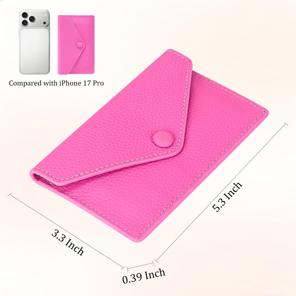Women's Genuine Leather Card Holder Wallet - Slim Pebbled Cowhide Card Case with 6 Card Slots and Coin Pocket