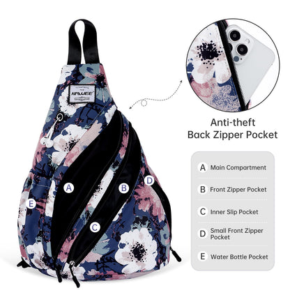 Women's Convertible Sling Bag - Water-Resistant Crossbody Chest Bag and Daypack with Anti-Theft Pocket