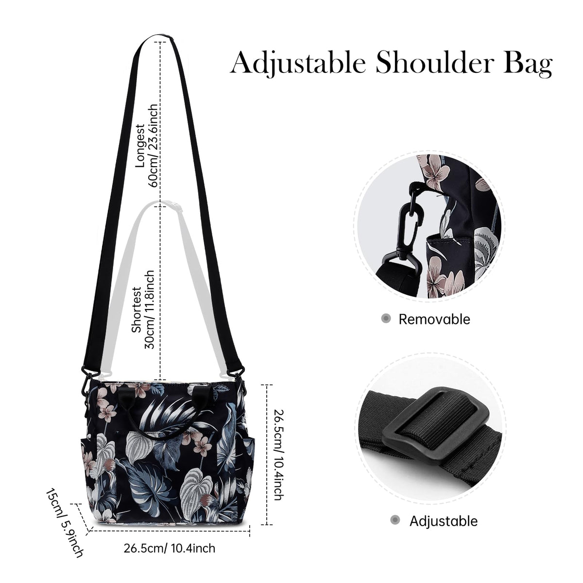 Women's Water-Resistant Shoulder Bag - Convertible Crossbody Purse with Multiple Pockets and Adjustable Strap