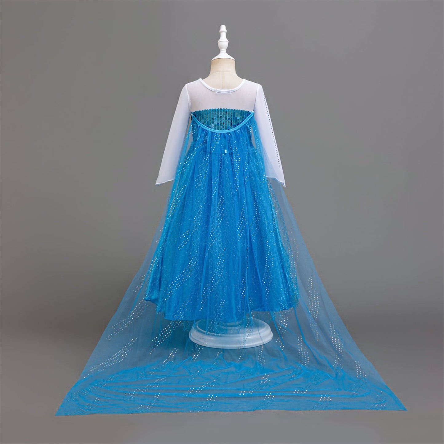 LOEL Girls Blue Princess Dress Sequin Long-Sleeve Blue Fairy Dress Christmas Birthday Party Dress Up
