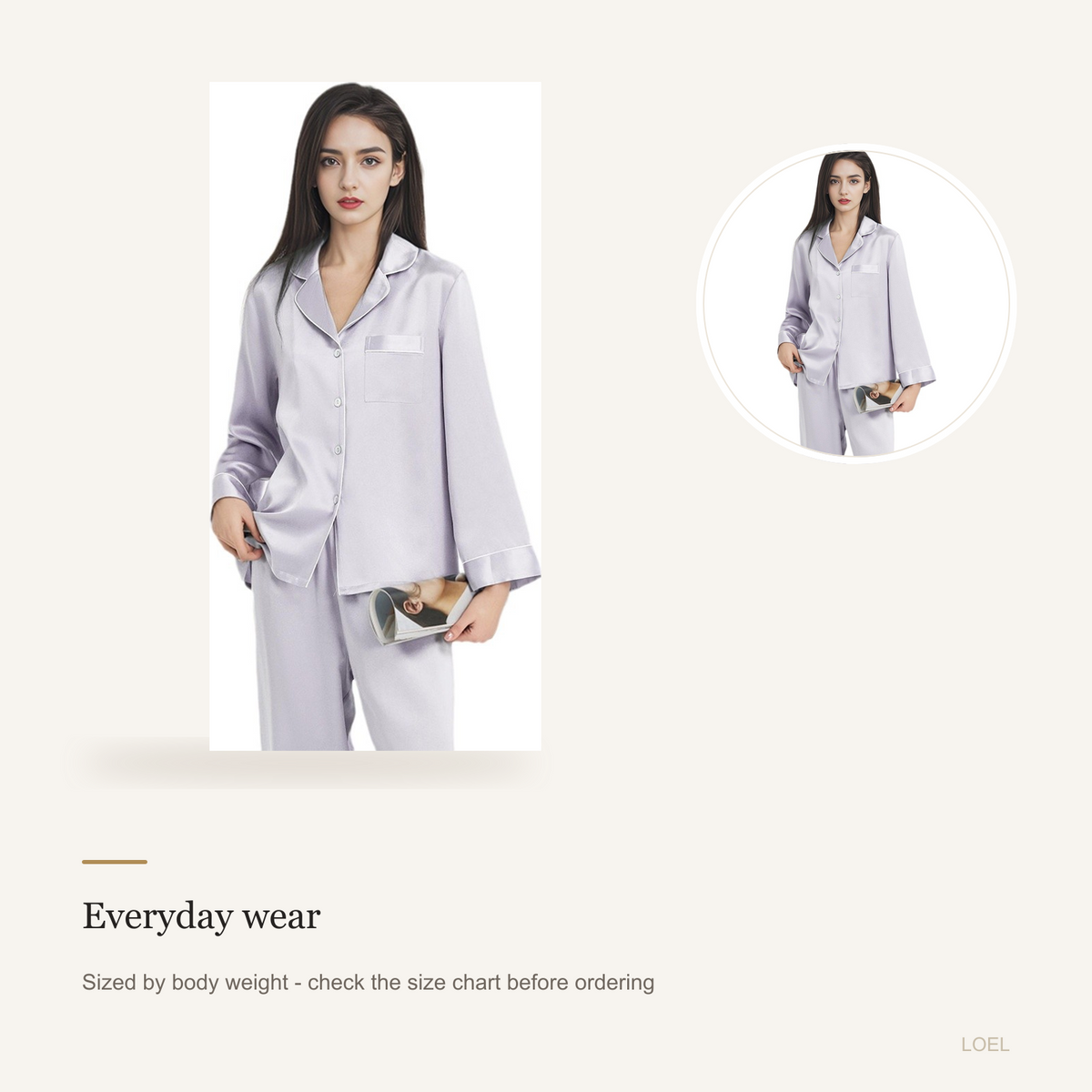 19 Momme 100% Mulberry Silk Pajama Set for Women - Long Sleeve Long Pants Loungewear - detail 2