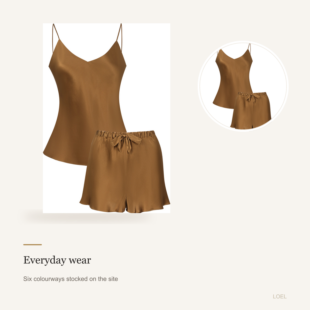 100% Mulberry Silk Cami and Shorts Set for Women - Summer Two-Piece Sleepwear - detail 2
