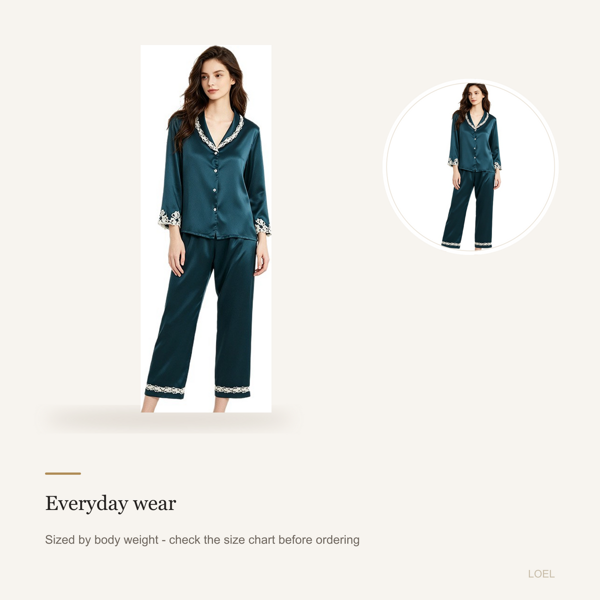 19 Momme 100% Mulberry Silk Pajama Set for Women - Long Sleeve Lace-Trim Cool-Touch Loungewear - detail 2