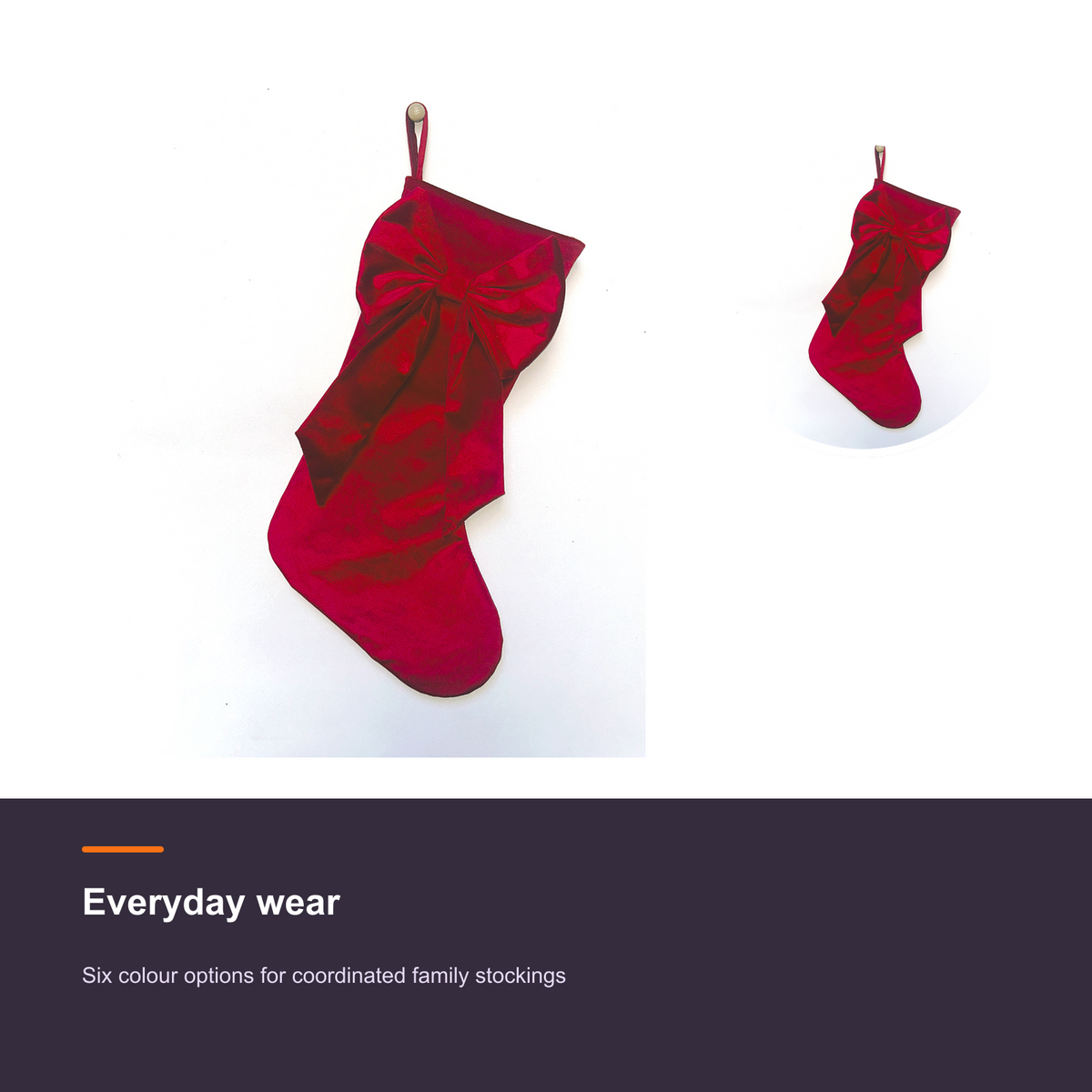 Velvet Christmas Stocking with Bow - 46 cm Hanging Stocking for Fireplace and Tree - detail 2