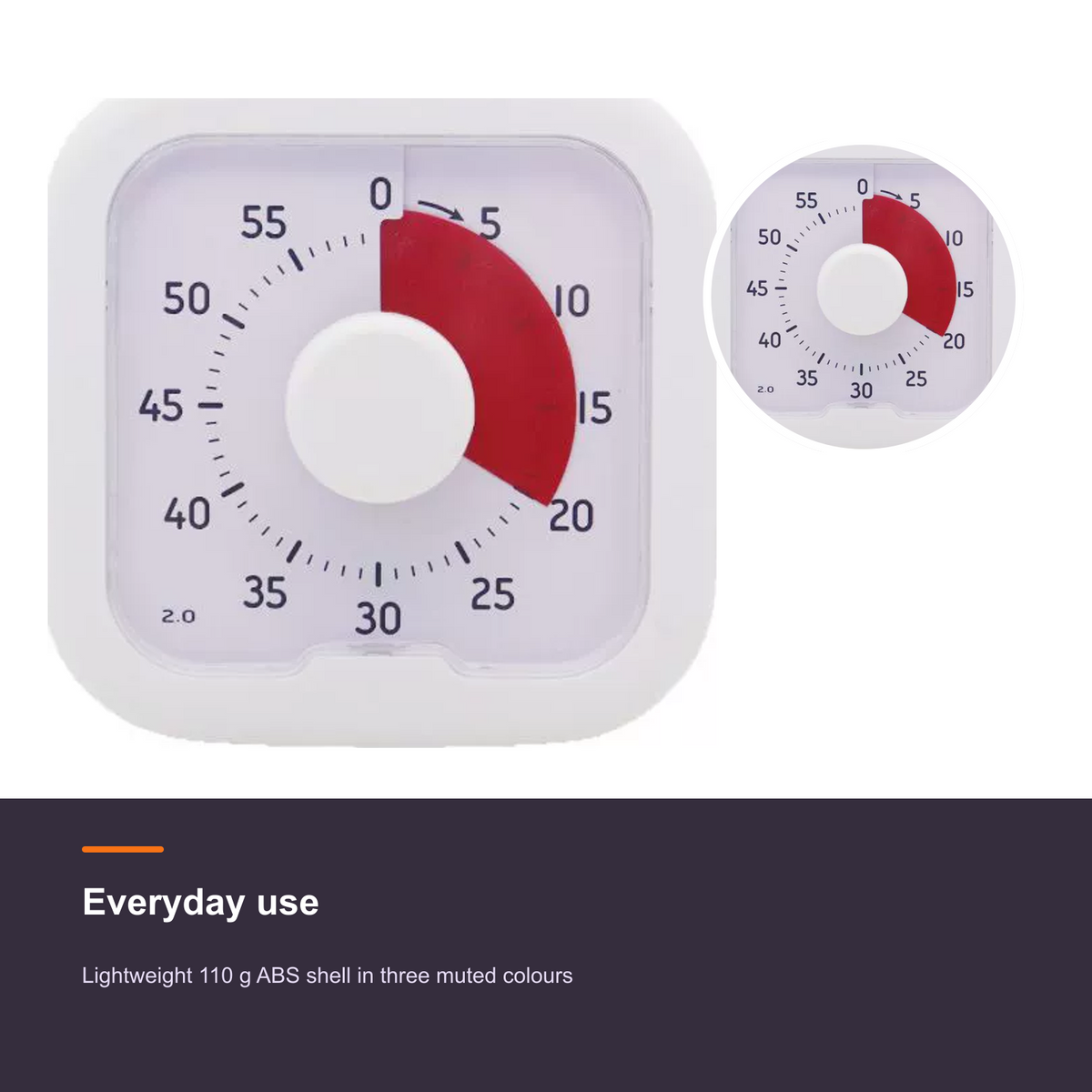 Visual Timer for Kids and Students - 60 Minute Countdown Clock with Turn-and-Set Dial for Study, Kitchen and Office - detail 2