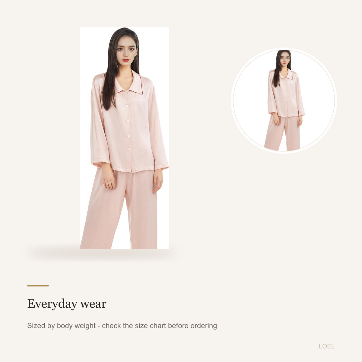 100% Mulberry Silk Pajama Set for Women - Doll Collar Long Sleeve Sleepwear - detail 2