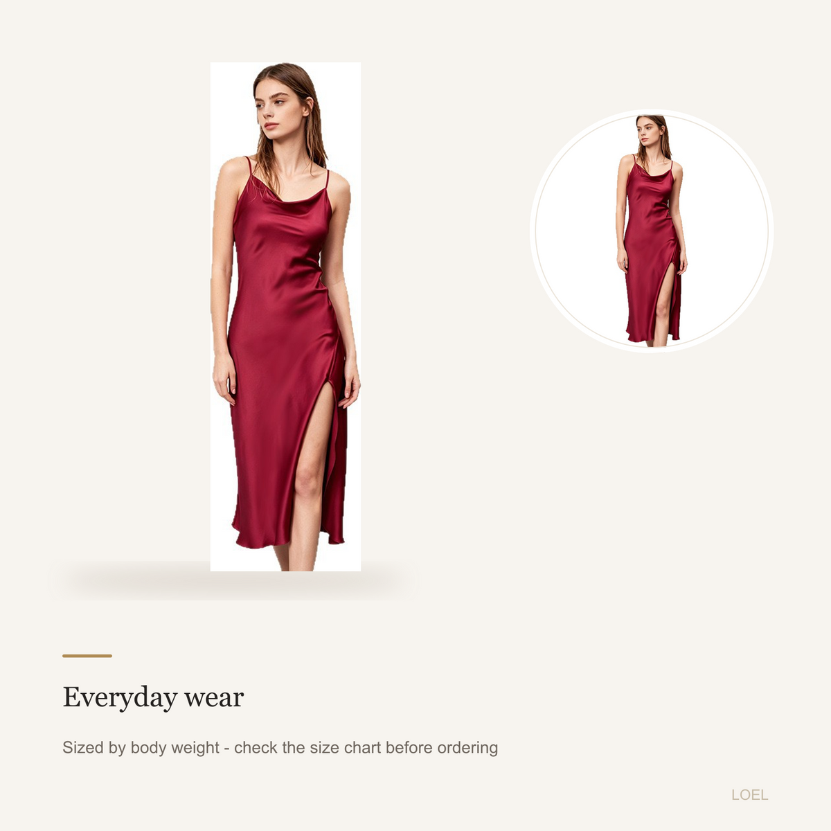 19 Momme 100% Mulberry Silk Slip Nightgown for Women - Cowl Neck with Side Slit - detail 2
