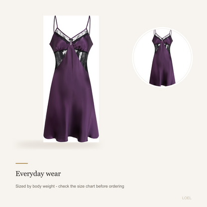 100% Mulberry Silk Lace-Trim Slip Nightgown for Women - Bias-Cut Mini Slip - detail 2