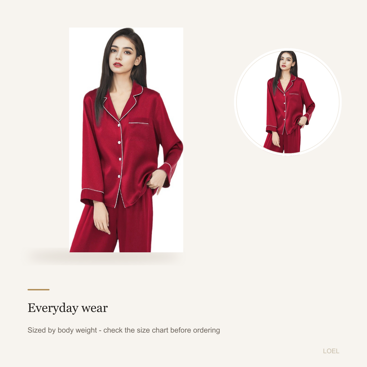 19 Momme 100% Mulberry Silk Pajama Set for Women - Long Sleeve Minimalist Loungewear - detail 2