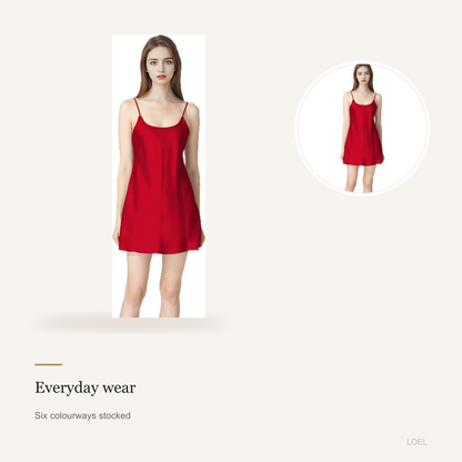 19 Momme 100% Mulberry Silk Slip Nightgown for Women - Satin-Finish Mini Slip - detail 2