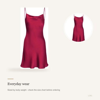 100% Mulberry Silk Slip Nightgown for Women - Cowl Neck Mini Slip Dress - detail 2
