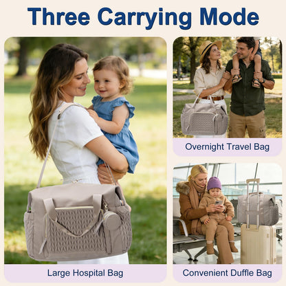 Large Diaper Bag Tote with Changing Pad and Pacifier Case - Waterproof Baby Travel Bag for New Parents