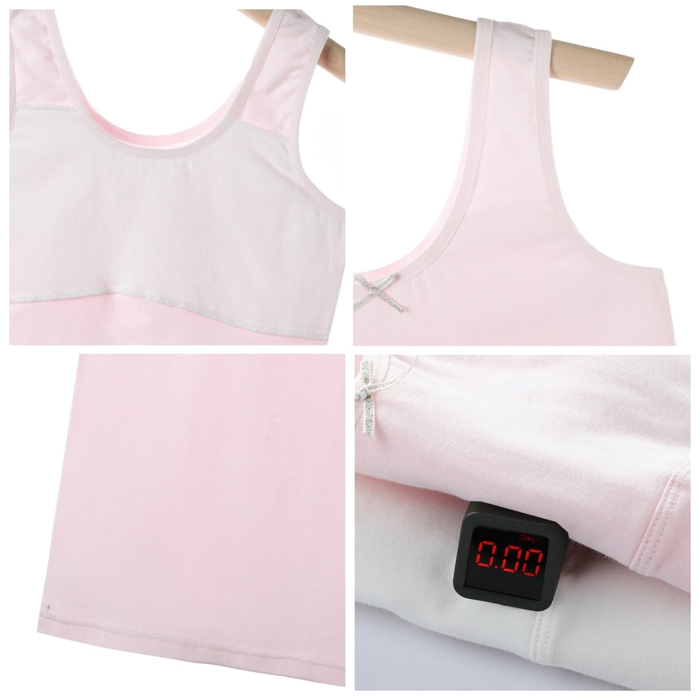 HAWEE Girls Crop Tops Undershirts Cotton Training Bra Sports Bralette Solid Vest for Kids Teens 7-14Y, 4 Pack