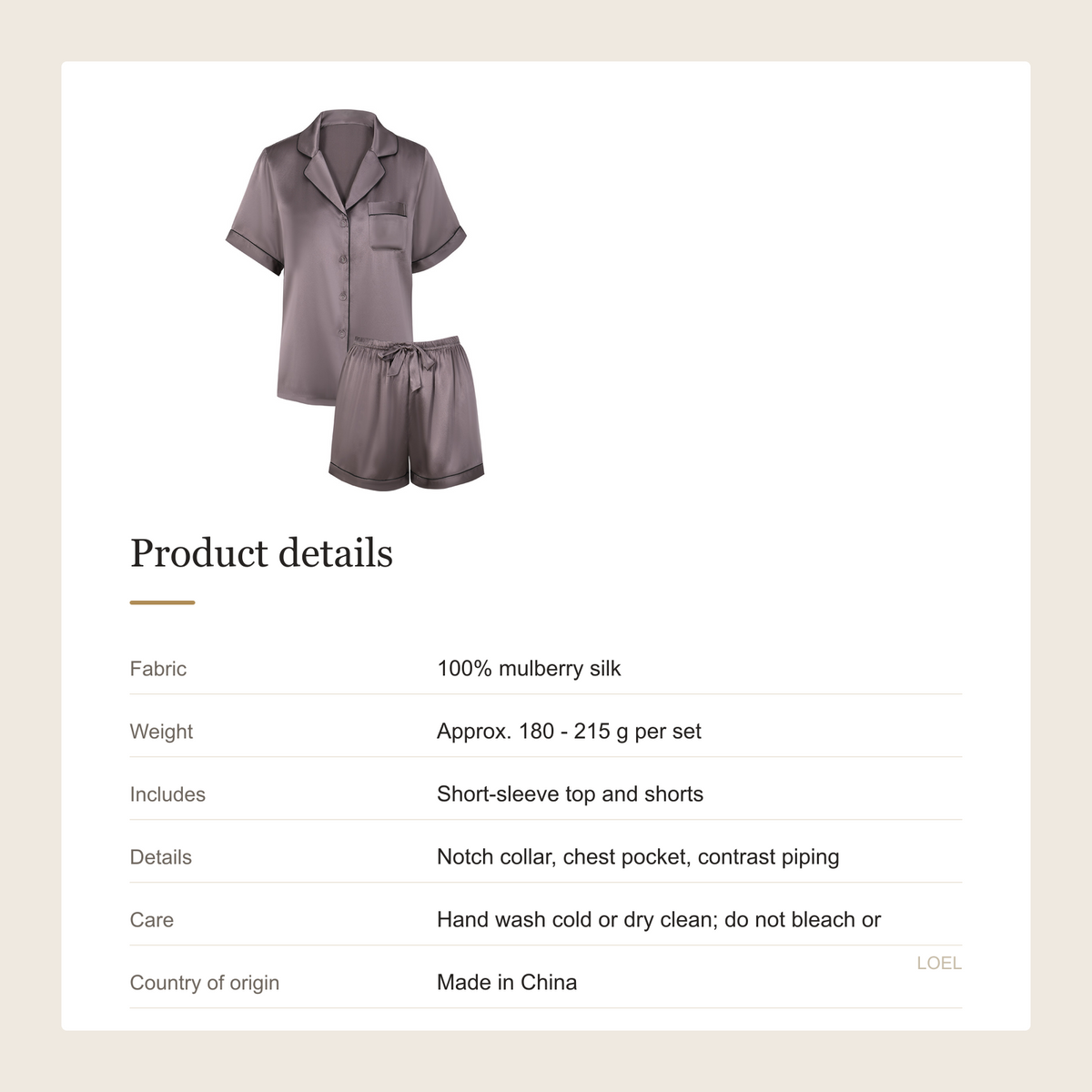 100% Mulberry Silk Short Sleeve and Shorts Pajama Set for Women - Lightweight Summer Sleepwear - product details