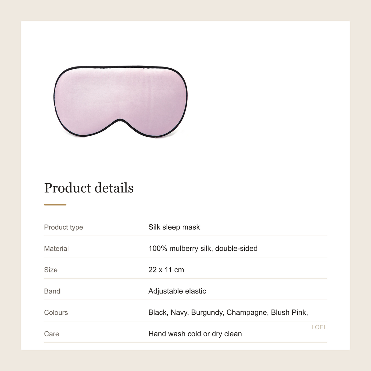100% Mulberry Silk Sleep Mask for Women - Double-Sided Silk Eye Mask with Adjustable Band - product details
