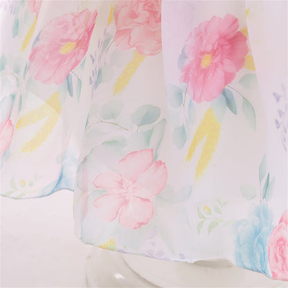 KAWELL Easter Dress for Girls Puff Sleeve Floral Dress Wedding Pageant Party Ball Gown Dresses