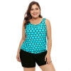 Women's Plus Size Swimwear Tankini Swimdress Two Piece Bathing Suit Tummy Control Swimsuit，Light Blue