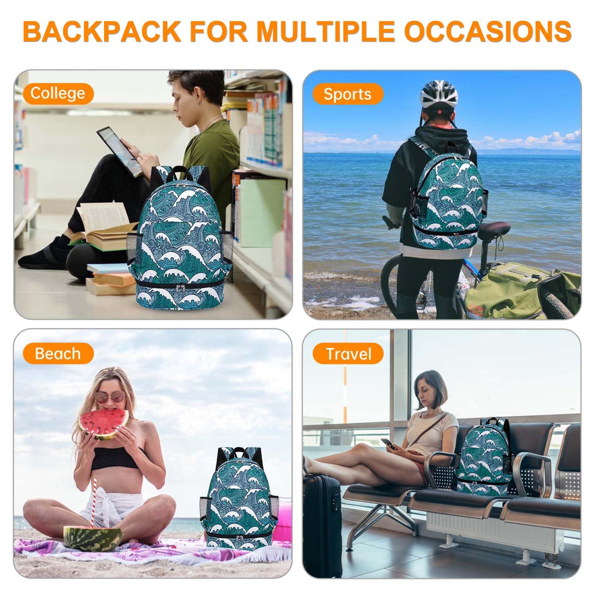 Water-Resistant Gym Backpack with Shoe Compartment and Wet Pocket - 11-Pocket Travel Sports Bag for Swimming and Yoga