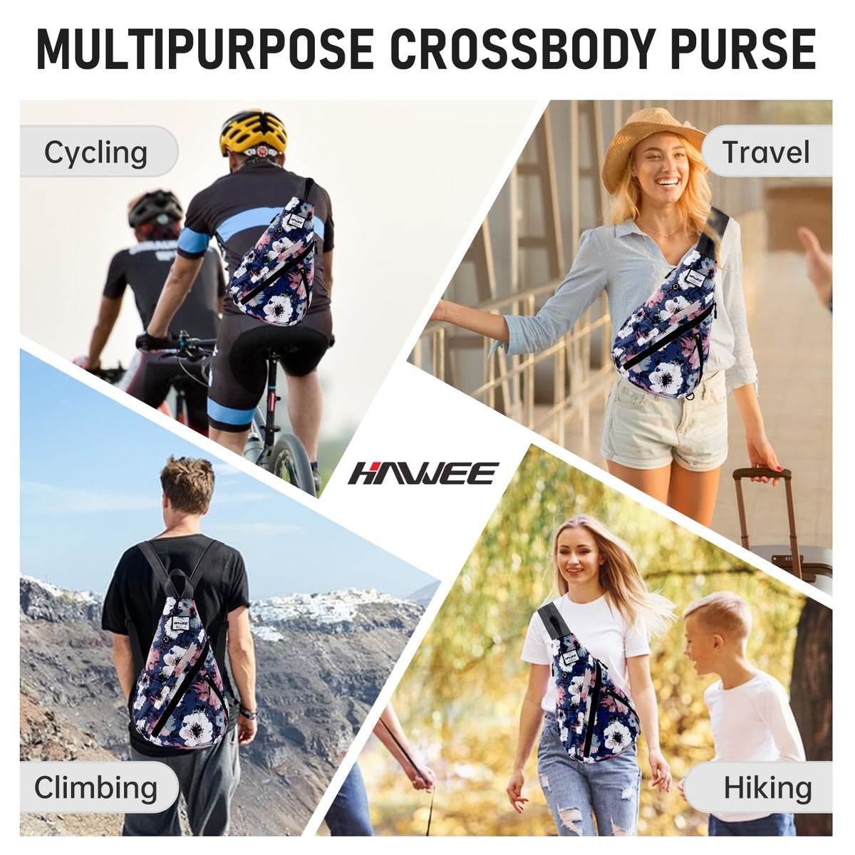 Women's Convertible Sling Bag - Water-Resistant Crossbody Chest Bag and Daypack with Anti-Theft Pocket