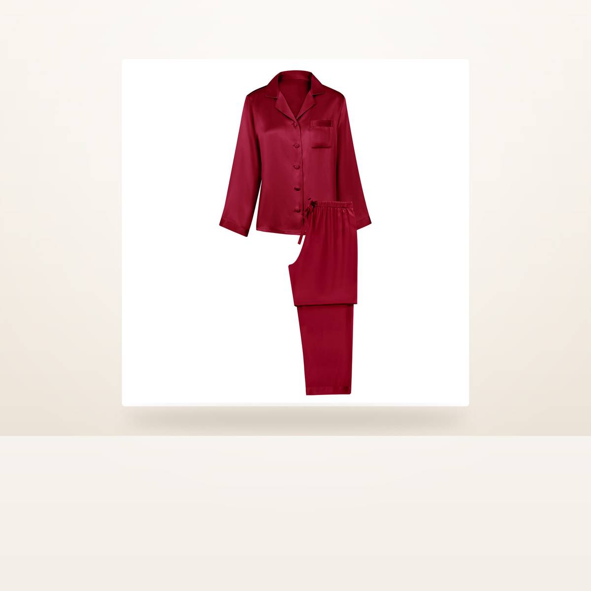 100% Mulberry Silk Long Sleeve Pajama Set for Women - Everyday Two-Piece Sleepwear - studio scene