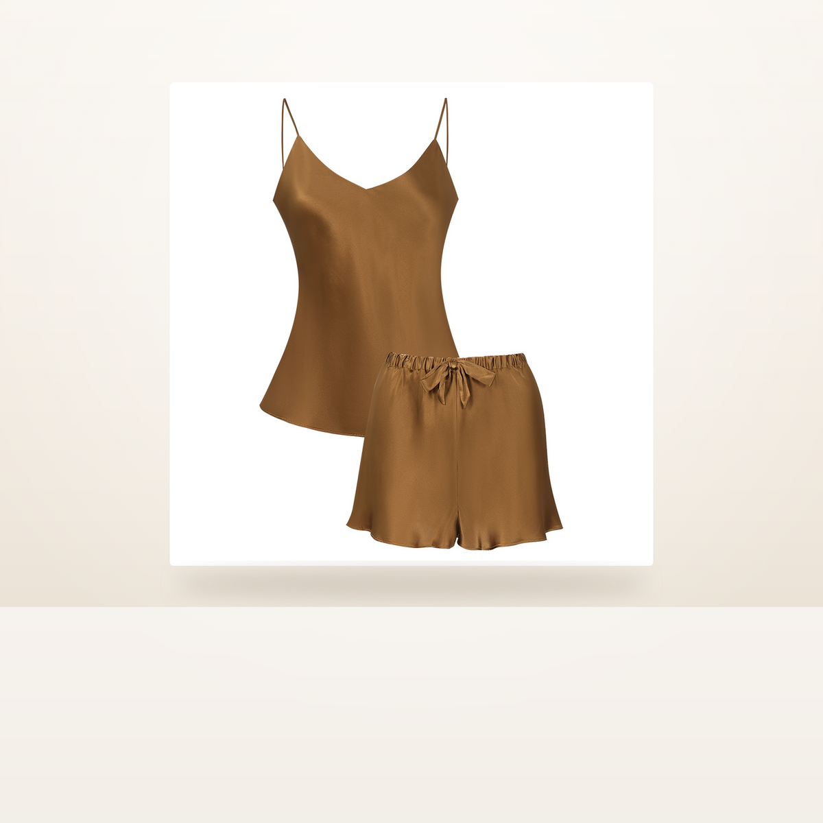 100% Mulberry Silk Cami and Shorts Set for Women - Summer Two-Piece Sleepwear - studio scene