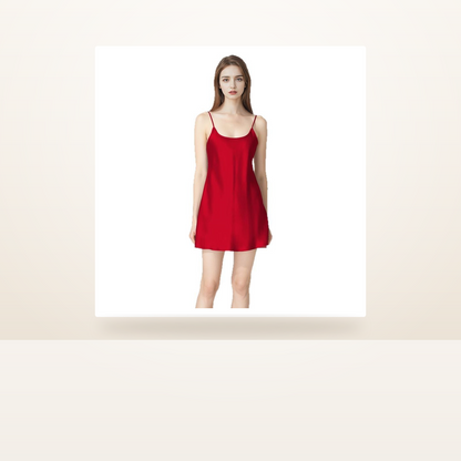 19 Momme 100% Mulberry Silk Slip Nightgown for Women - Satin-Finish Mini Slip - studio scene