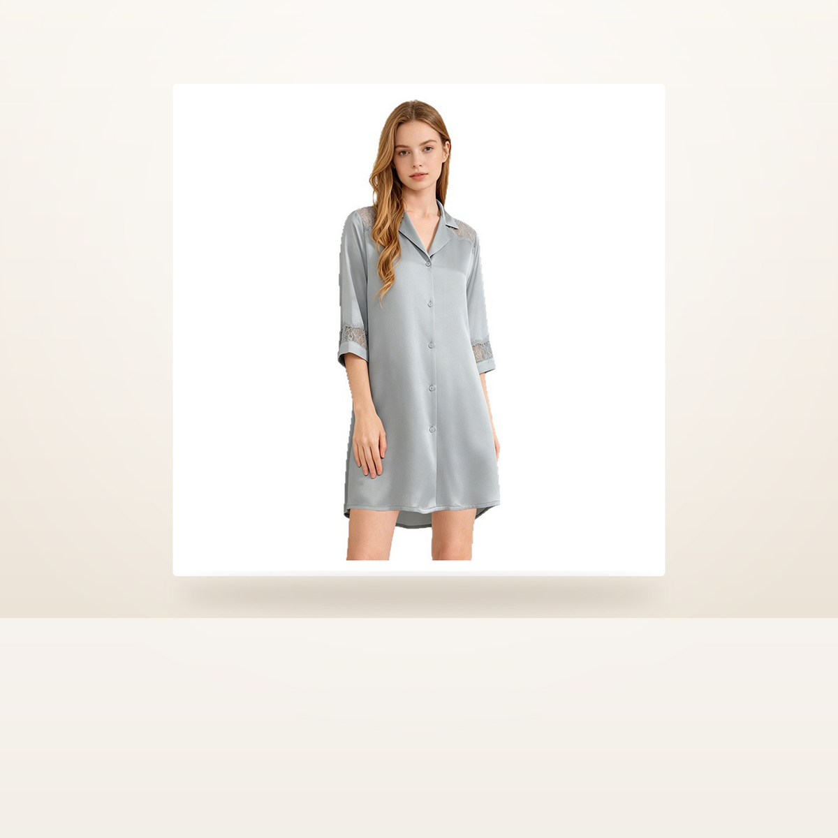 100% Mulberry Silk Shirt Dress Nightgown for Women - Cool-Touch Midi Sleep Dress - studio scene
