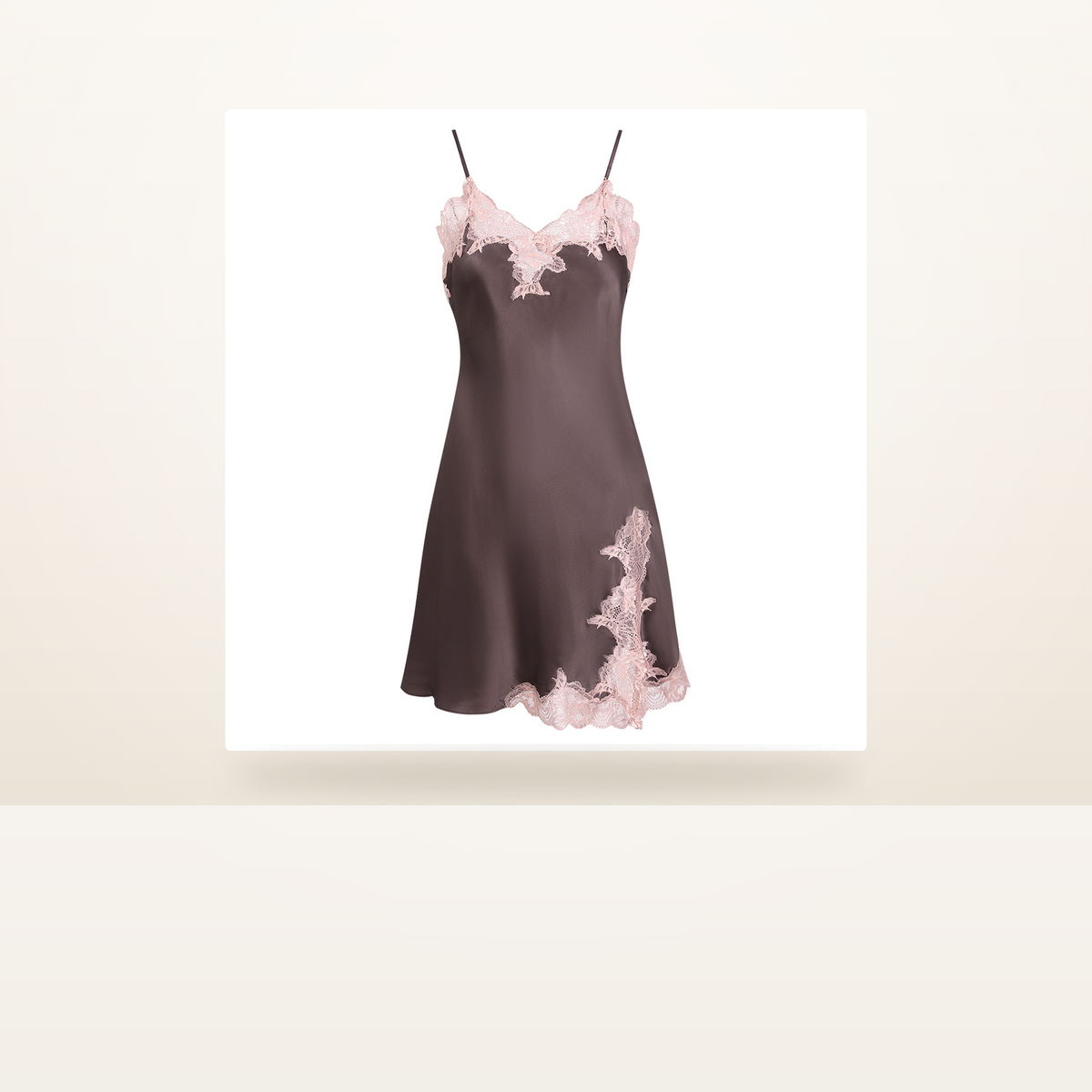 100% Mulberry Silk Slip Nightgown for Women - Lace-Hem Mini Slip with Side Slit, M to 4XL - studio scene