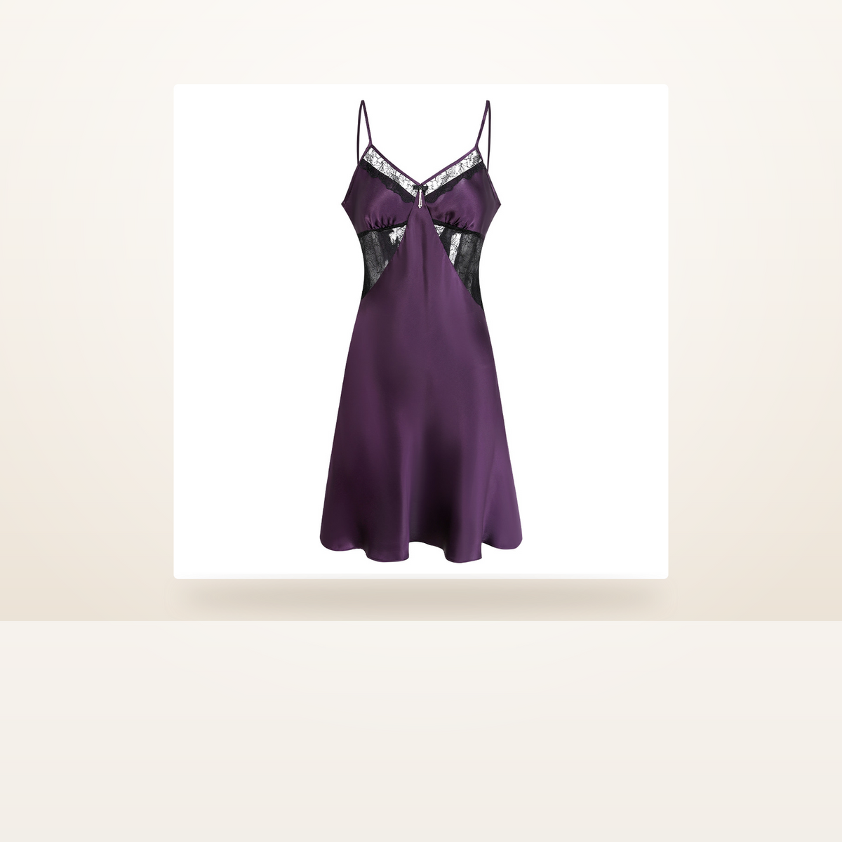 100% Mulberry Silk Lace-Trim Slip Nightgown for Women - Bias-Cut Mini Slip - studio scene