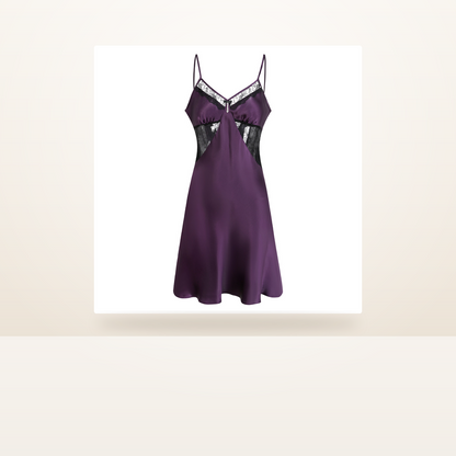 100% Mulberry Silk Lace-Trim Slip Nightgown for Women - Bias-Cut Mini Slip - studio scene