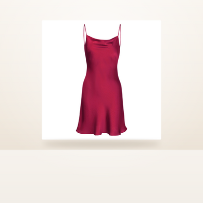 100% Mulberry Silk Slip Nightgown for Women - Cowl Neck Mini Slip Dress - studio scene