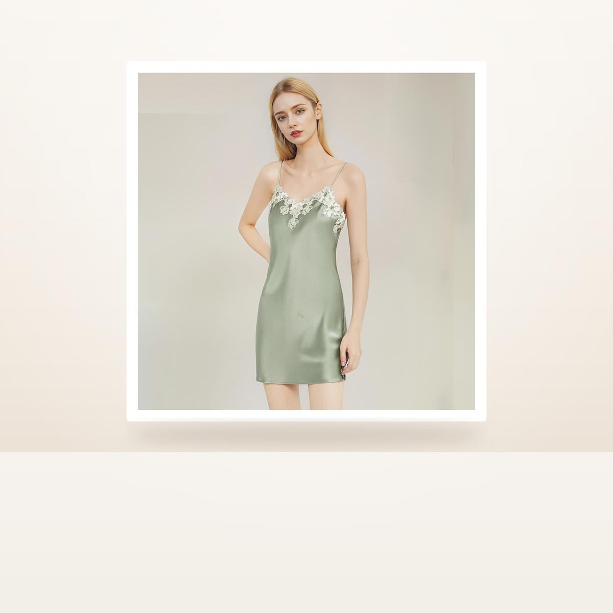 19 Momme 100% Mulberry Silk Slip Nightgown for Women - Bias-Cut Midi Slip - studio scene