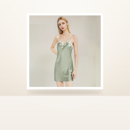 19 Momme 100% Mulberry Silk Slip Nightgown for Women - Bias-Cut Midi Slip - studio scene