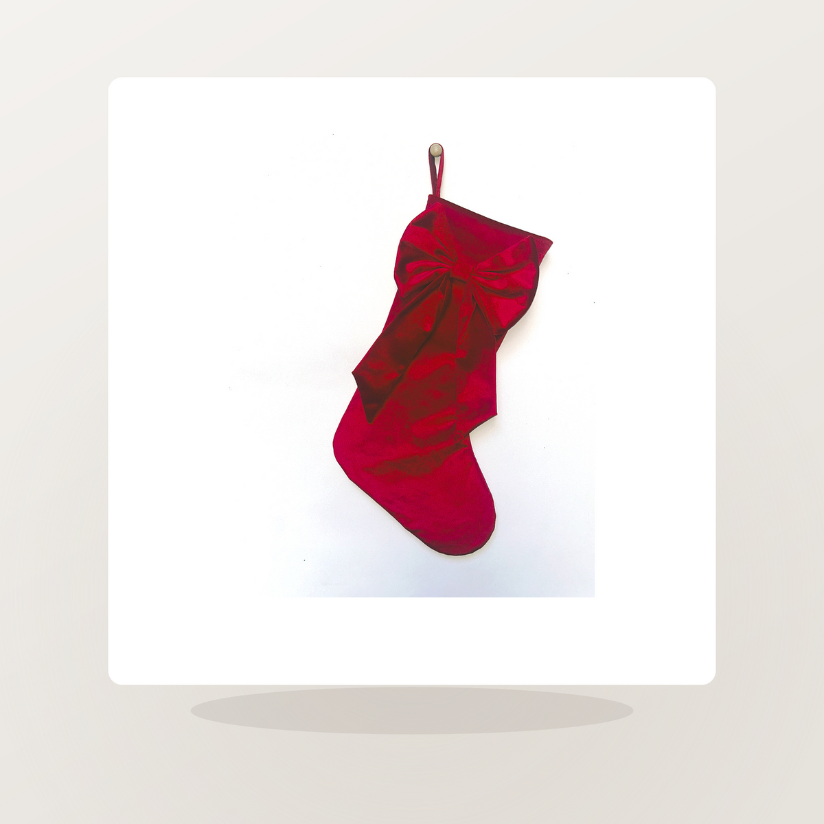 Velvet Christmas Stocking with Bow - 46 cm Hanging Stocking for Fireplace and Tree - lifestyle scene