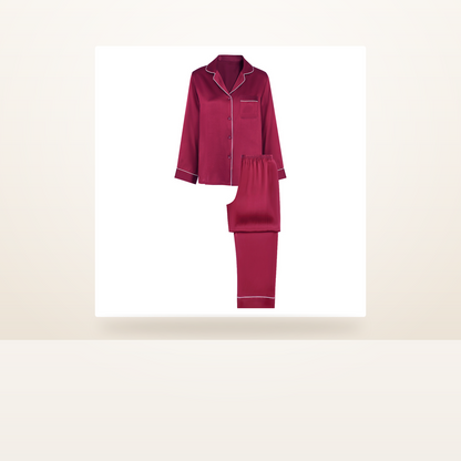 100% Mulberry Silk Long Sleeve Pajama Set for Women - Plus Size Lightweight Sleepwear - studio scene