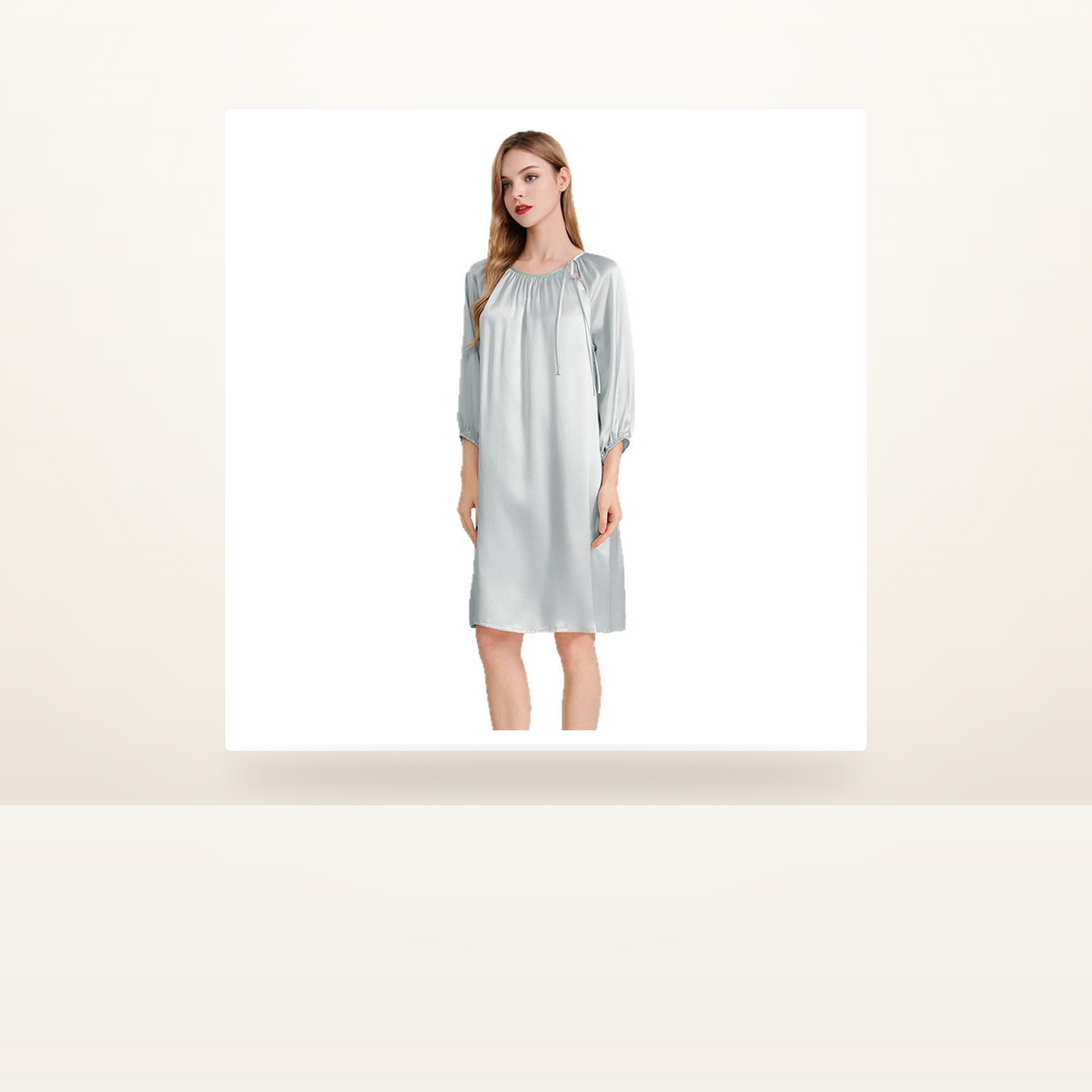 100% Mulberry Silk French Doll Dress Nightgown for Women - Loose-Fit Sleep Dress - studio scene