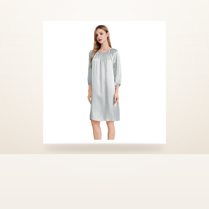 100% Mulberry Silk French Doll Dress Nightgown for Women - Loose-Fit Sleep Dress - studio scene