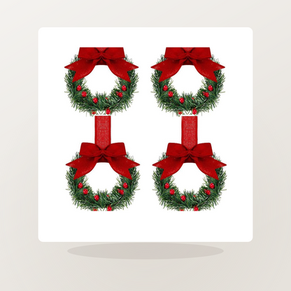 12-Piece Mini Christmas Wreath Ornaments - Farmhouse Cabinet Wreaths with Bows - lifestyle scene