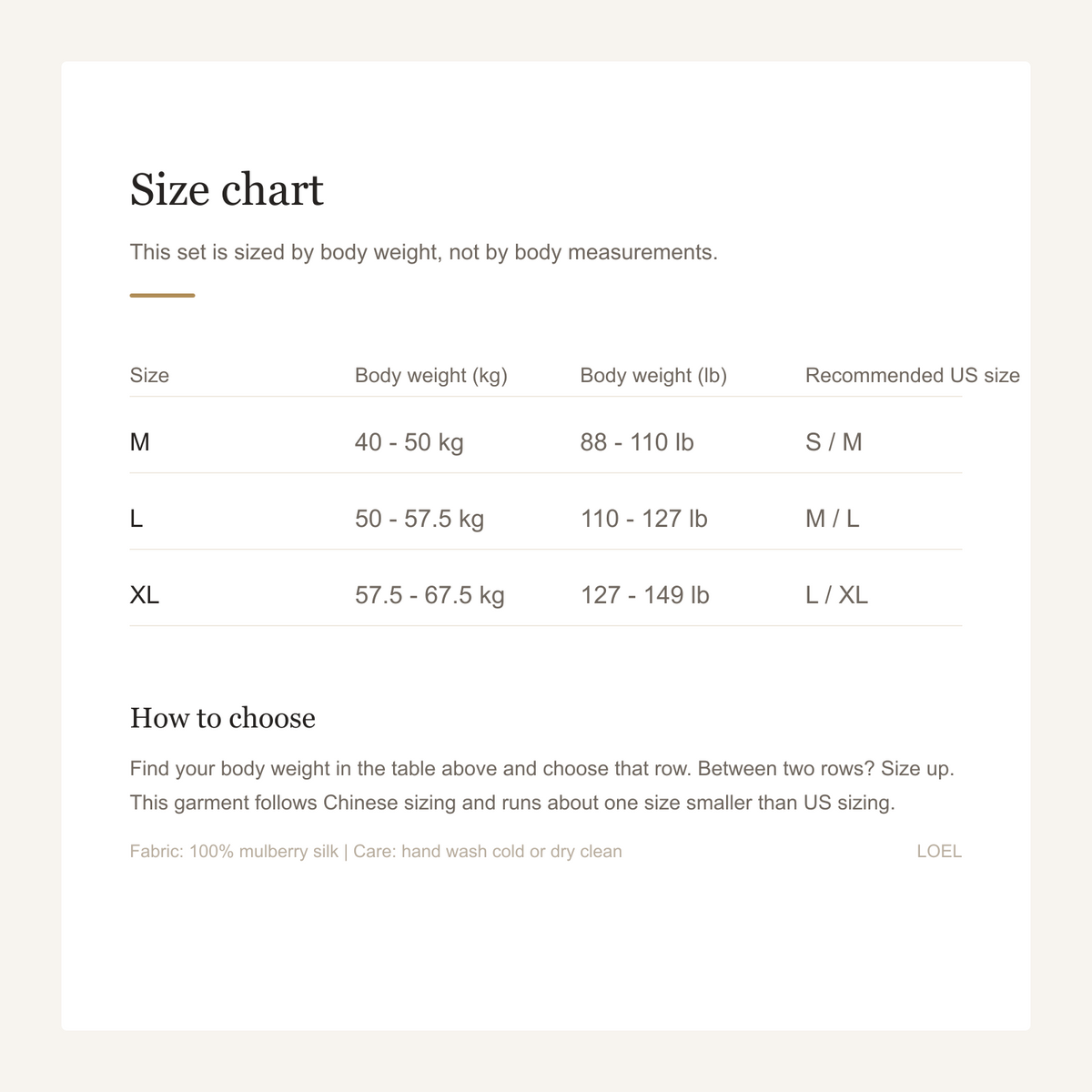 100% Mulberry Silk Cami and Shorts Set for Women - Lace-Trim French Sleepwear - size chart